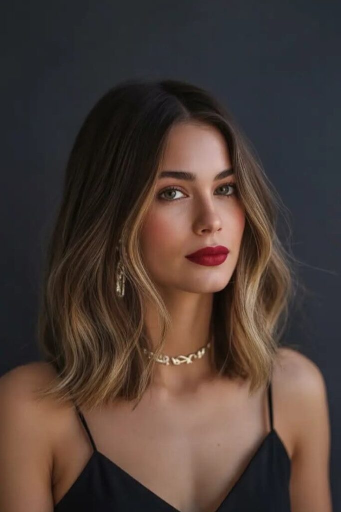Textured Lob with Face-Framing Layers