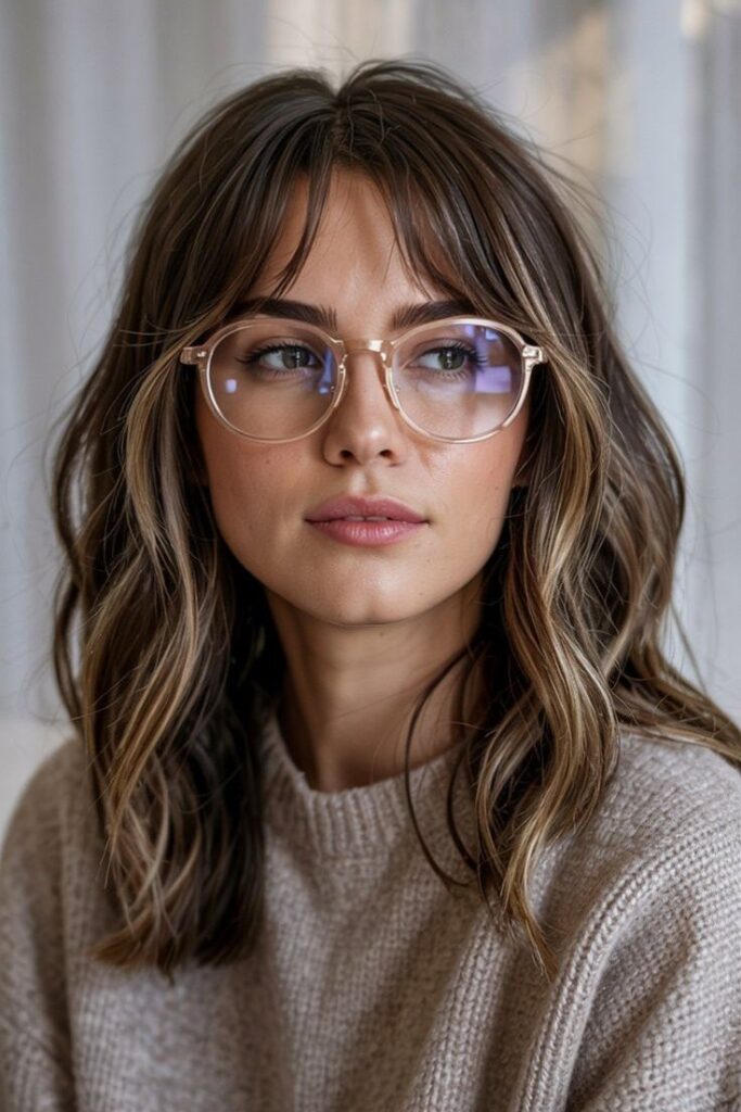 Textured Medium Cut with Highlights and Bangs