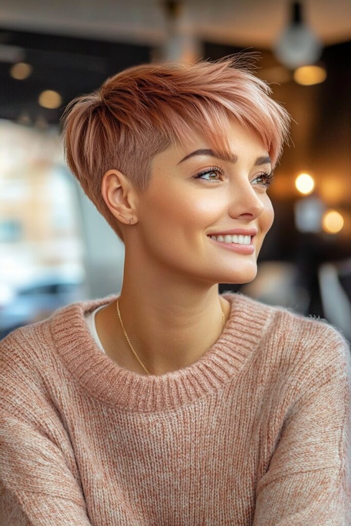 Textured Pixie Cut with Side-Swept Bangs and Undercut