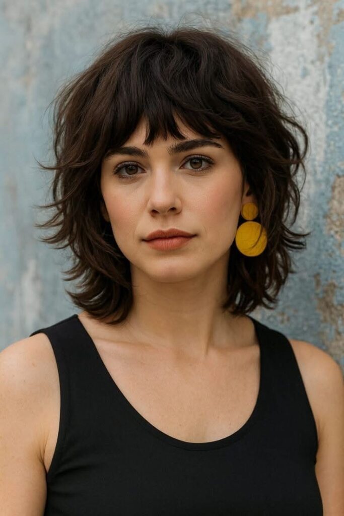 Textured Shaggy Bob with Piece-y Bangs