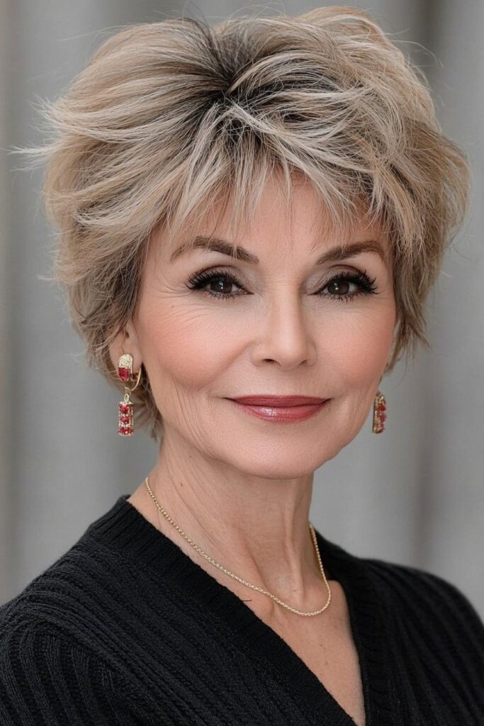 Textured Shaggy Pixie with Fringe