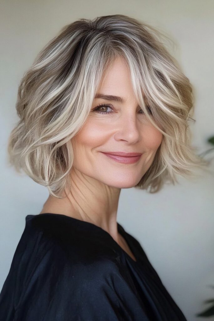 Textured Wavy Bob with Highlights