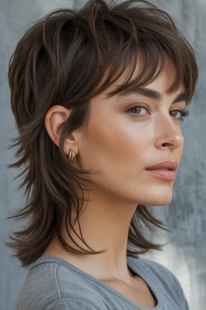 Textured Wolf with Soft Side-Swept Bangs