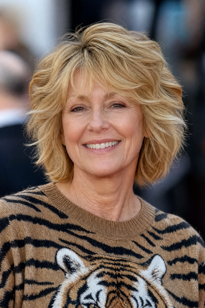 Voluminous Layered Bob with Soft Blonde Waves