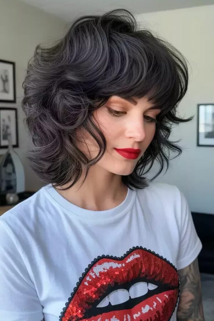 Voluminous Layered Shag Bob with Soft Fringe