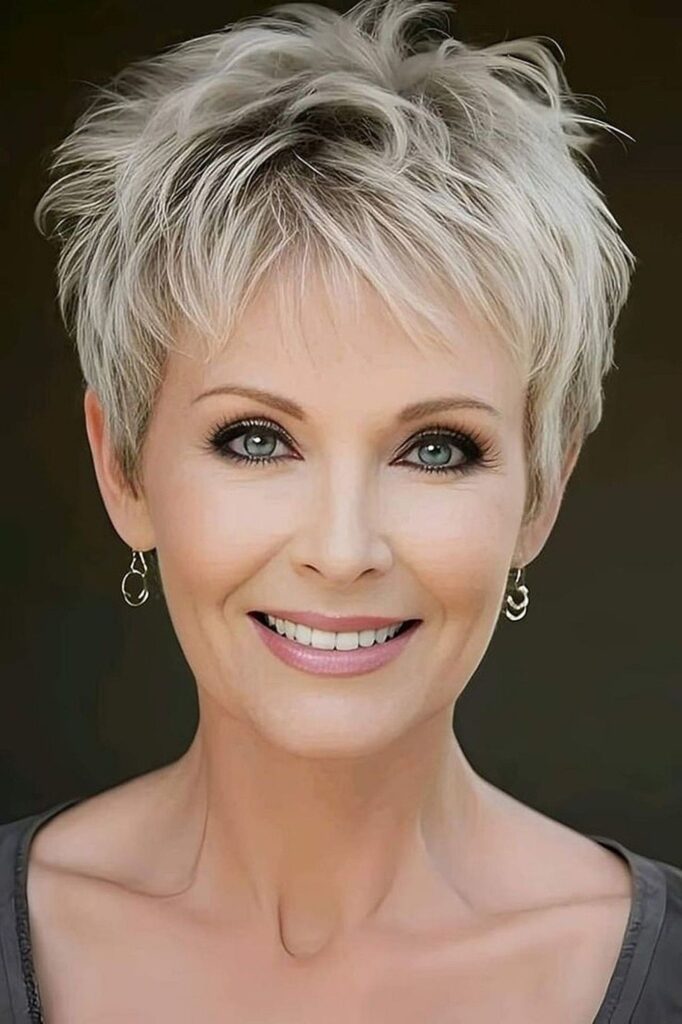 Voluminous Silver Pixie with Textured Crown