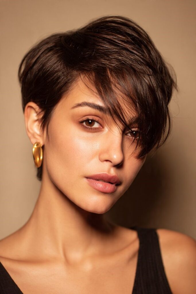 Voluminous Textured Pixie with Sweeping Bangs