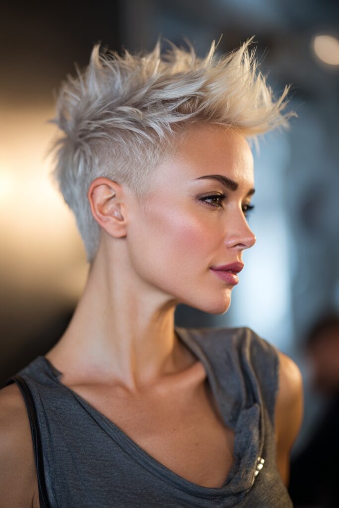 Voluminous Textured Spiky Pixie with Tapered Sides