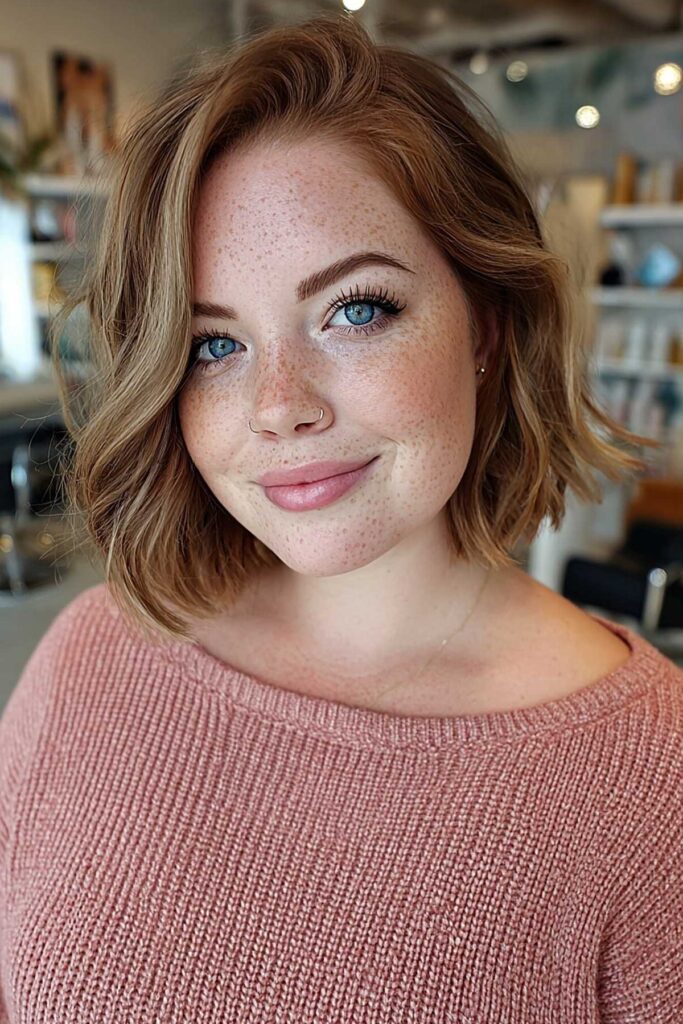 Wavy Bob with Side Parting