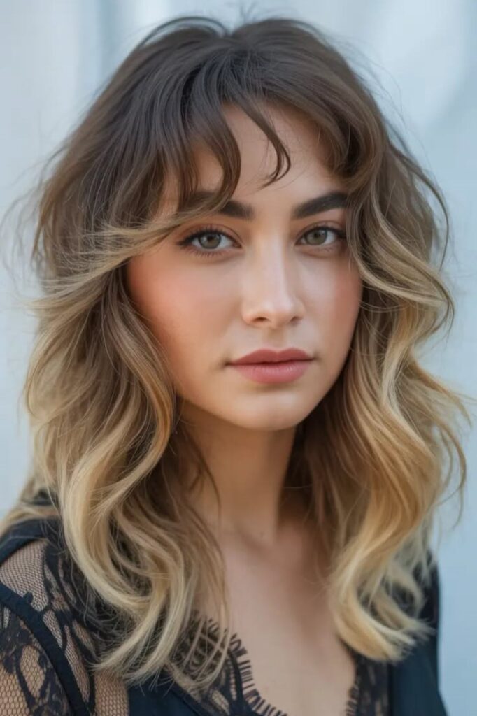 Wavy Layered Cut with Soft Wispy Bangs