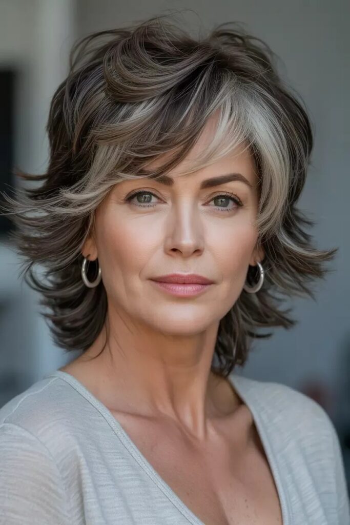 Choppy Layered Bob with Contrast Highlights