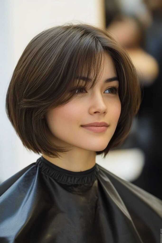 Classic Bob with Soft Curtain Bangs
