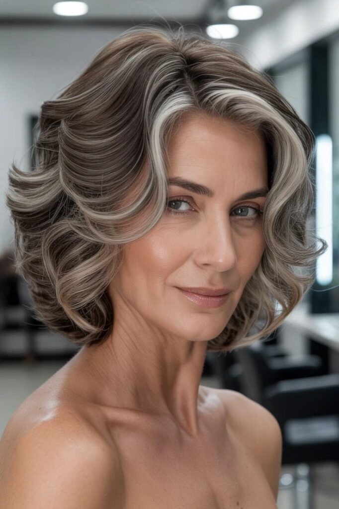 Classic Rounded Bob with Face-Framing Silver Layers