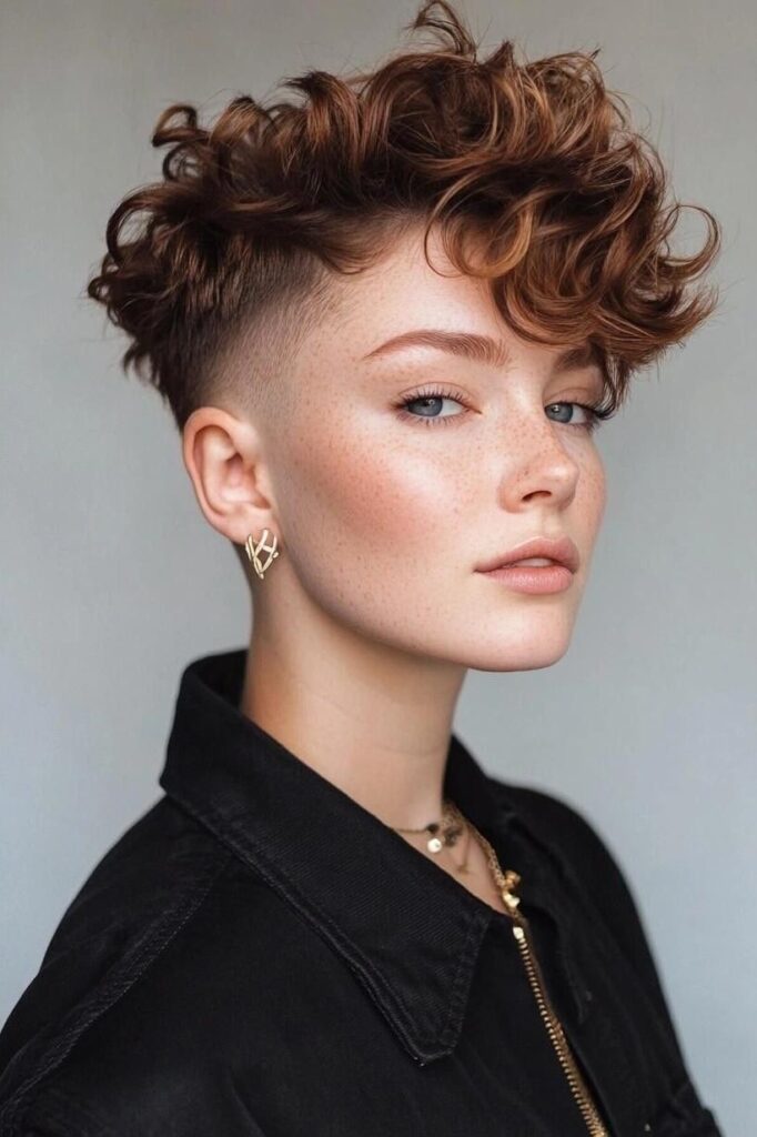 Curly Undercut Crop with Textured Top