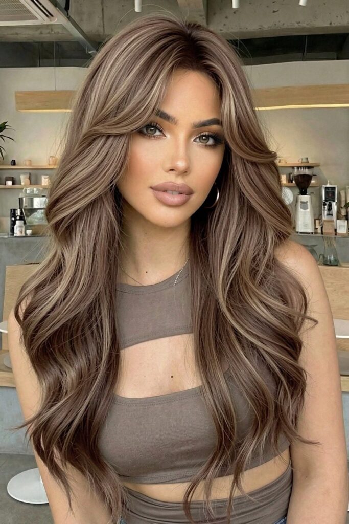 Long Layered Hair with Curtain Bangs