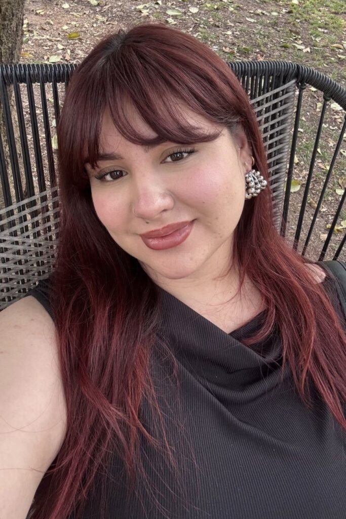 Long Red Hair with Soft Bangs