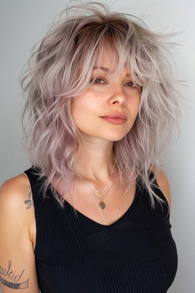Messy Textured Shag with Wispy Bangs