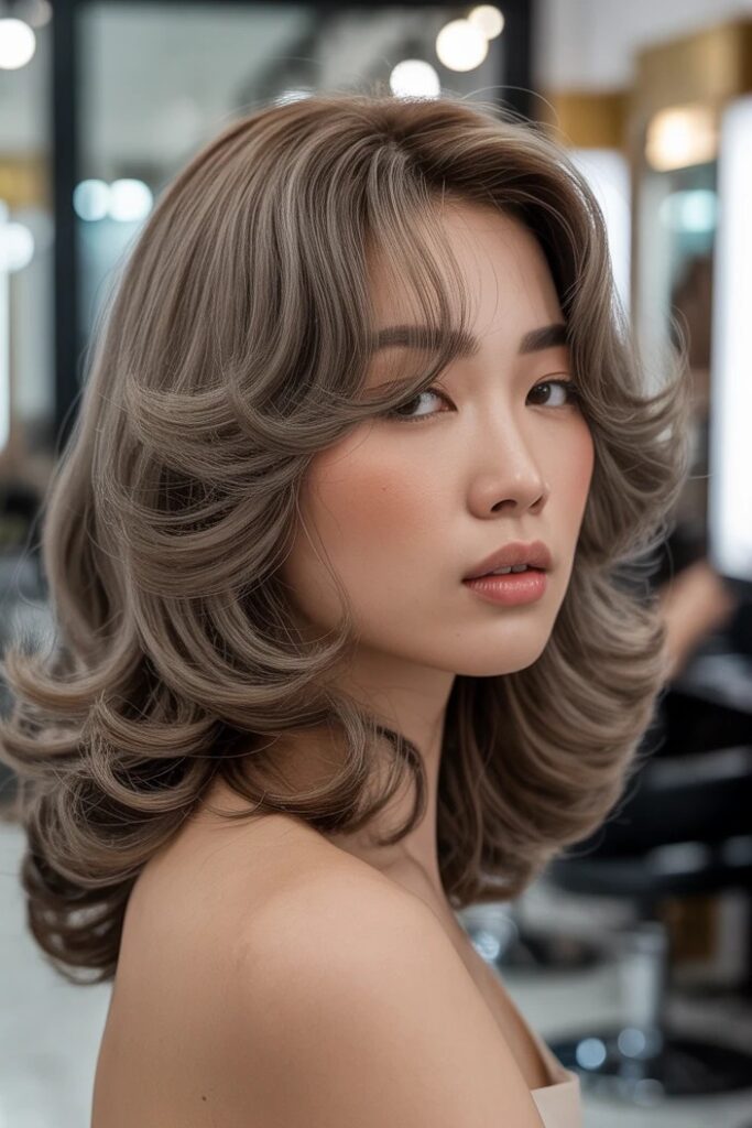 Retro-Inspired Layered Blowout with Rounded Ends
