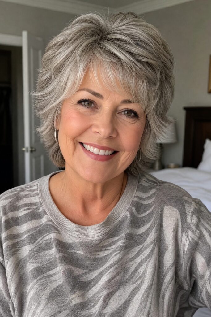 Short Textured Layered Bob with Soft Bangs
