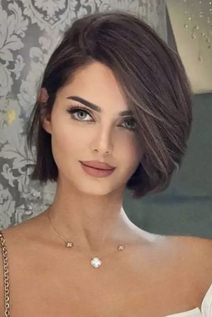 Sleek Asymmetrical Bob with Deep Side Sweep