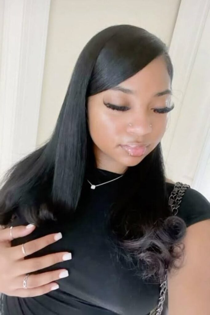 Straight Side-Parted Hair with Gentle Bottom Waves