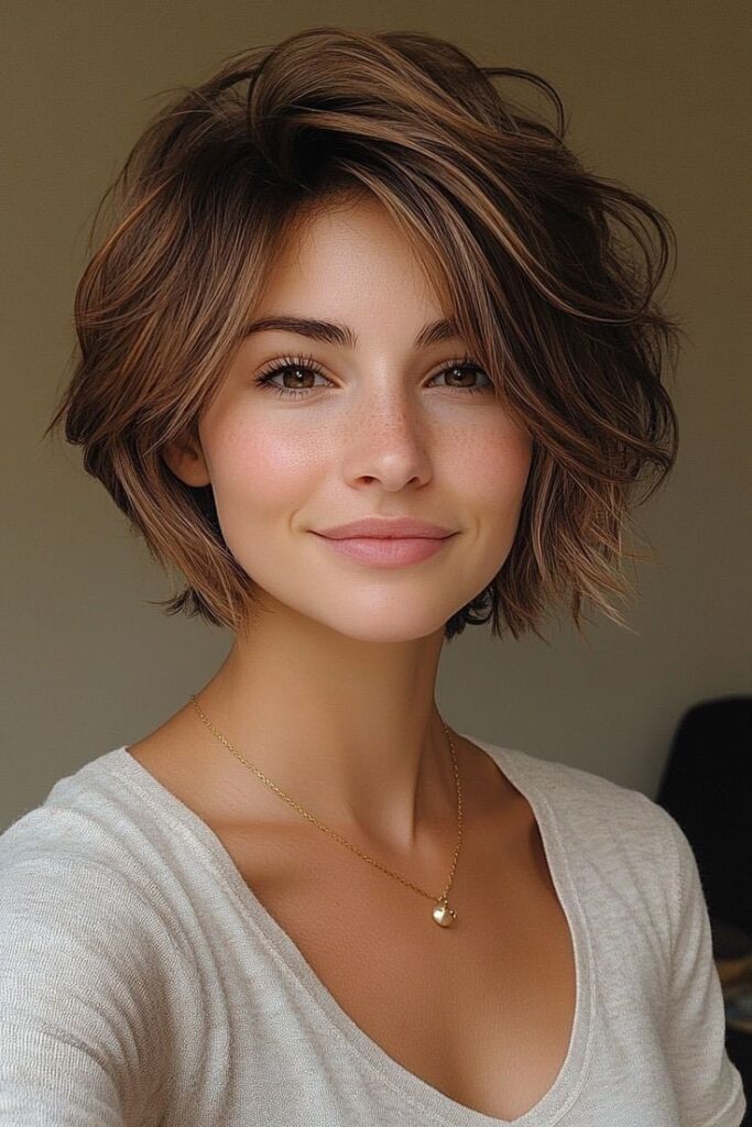 Textured Bob with Curtain Bangs