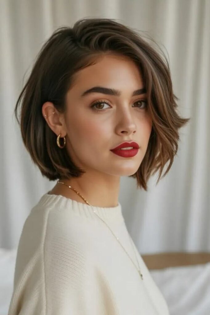 Textured Bob with Deep Side Part and Soft Waves