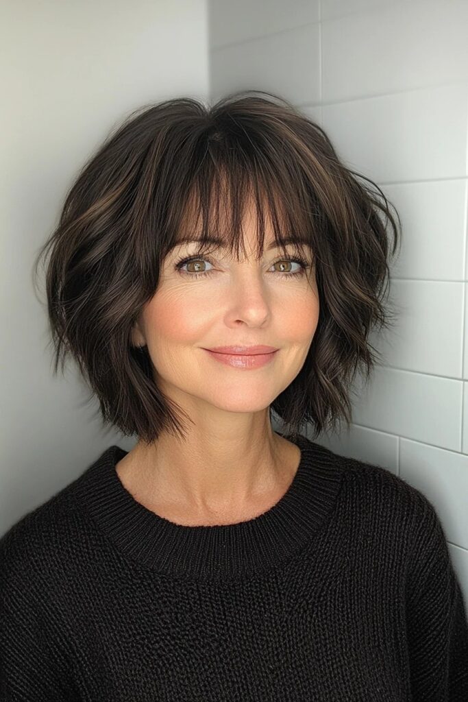 Textured Bob with Wispy Bangs