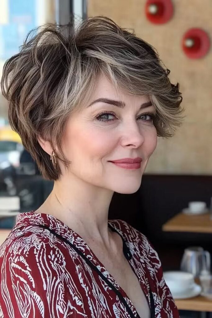 Textured Pixie Bob with Layered Side Fringe
