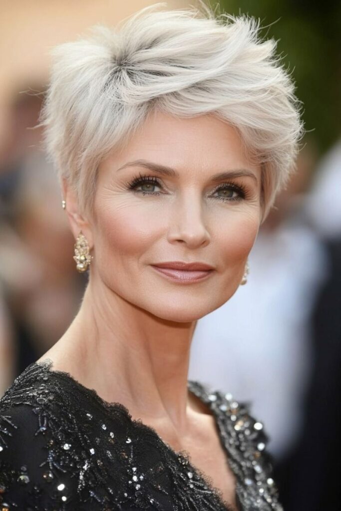 Textured Pixie Cut with Spiky Silver Layers