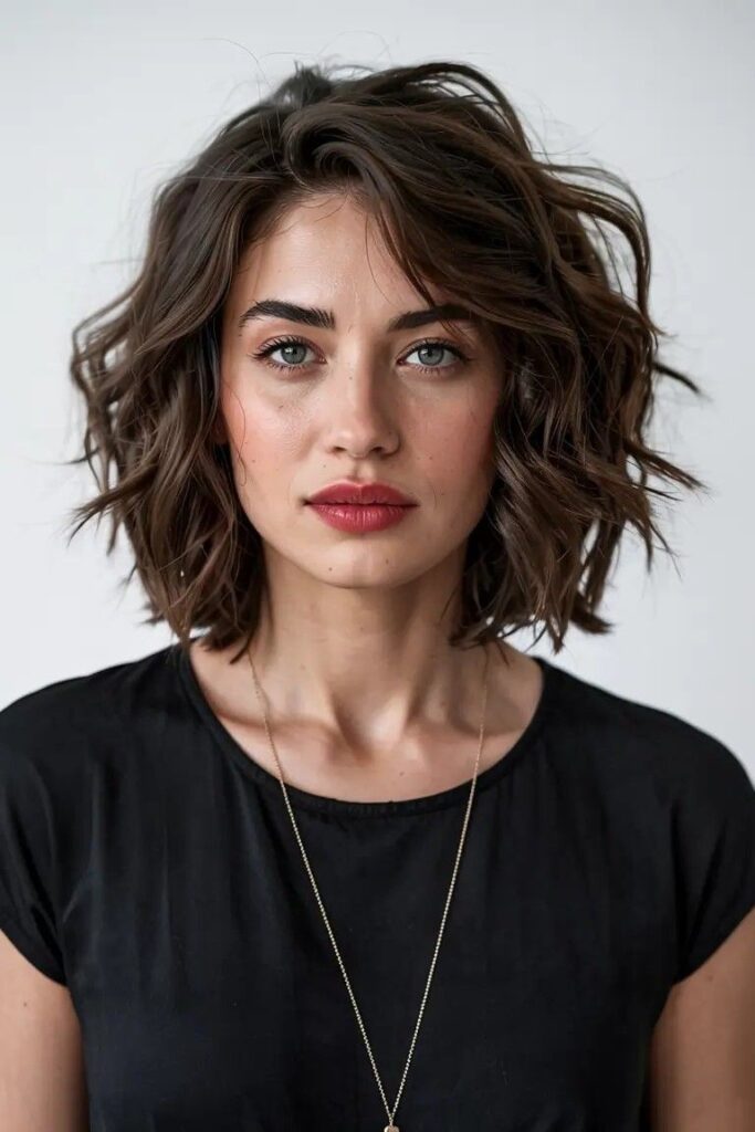 Textured Wavy Bob with Side Part