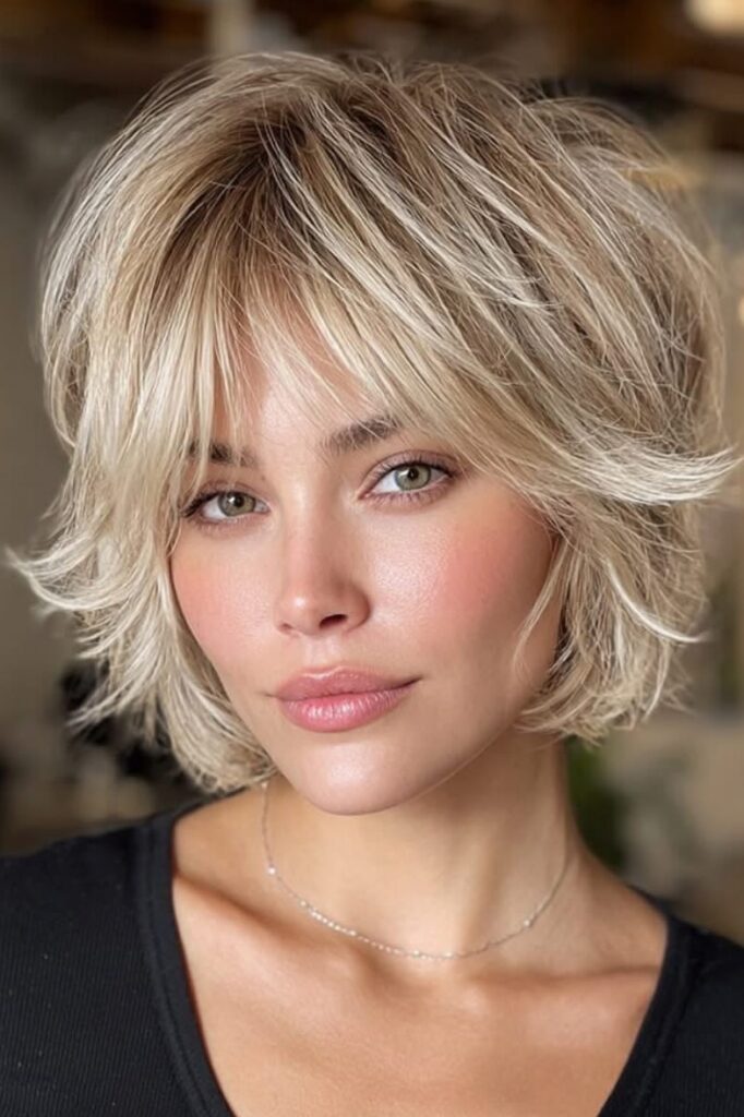 Tousled Shaggy Bob with Textured Layering