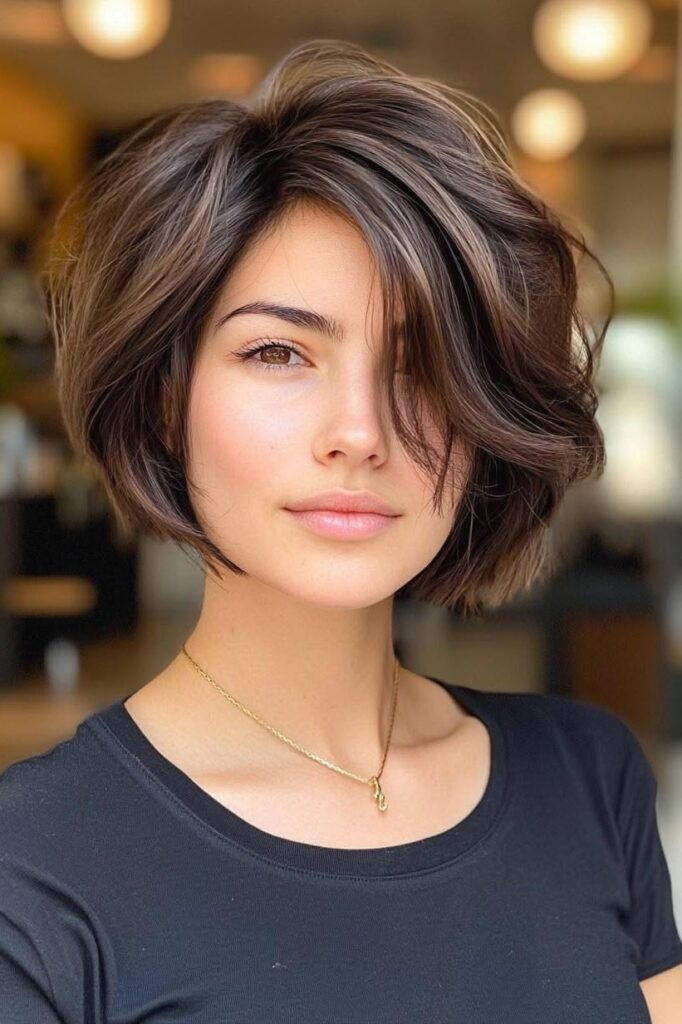 Voluminous Bob with Deep Side Part