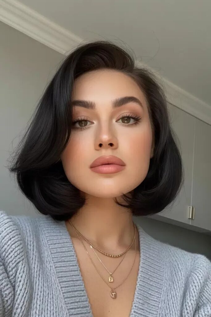 Voluminous Bob with Deep Side Part