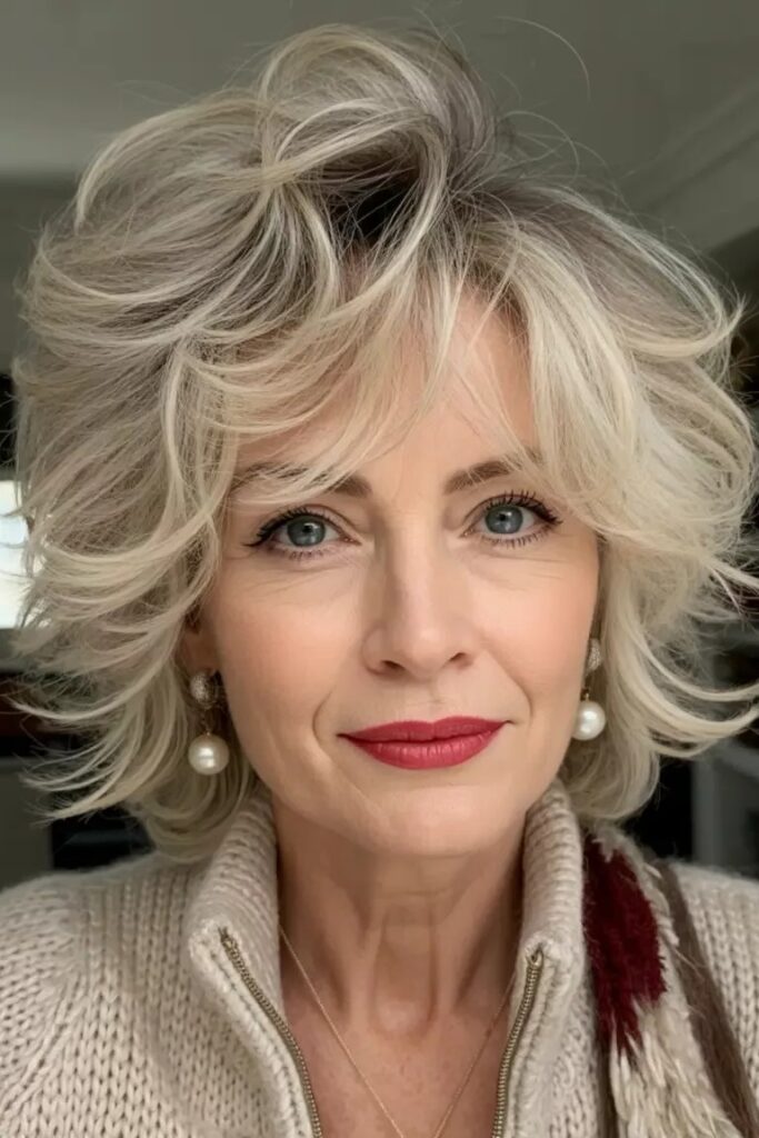 Voluminous Layered Bob with Side-Swept Fringe