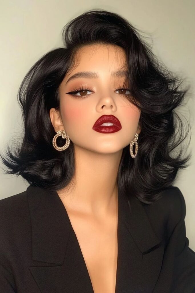 Voluminous Retro-Inspired Bob with Deep Side Part