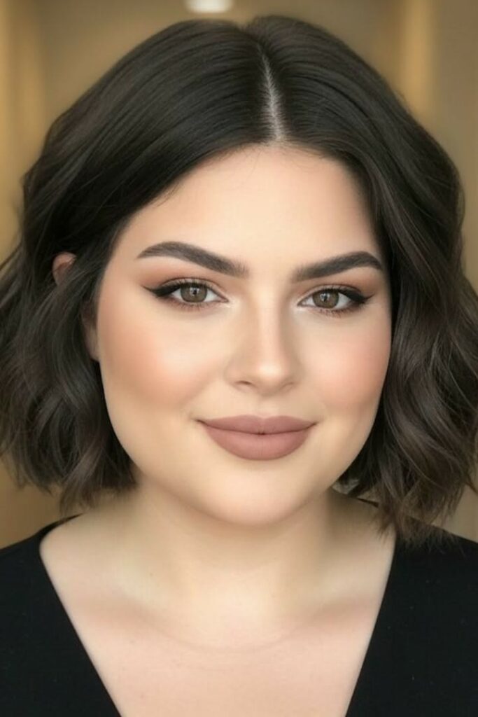 Wavy Bob with Center Parting